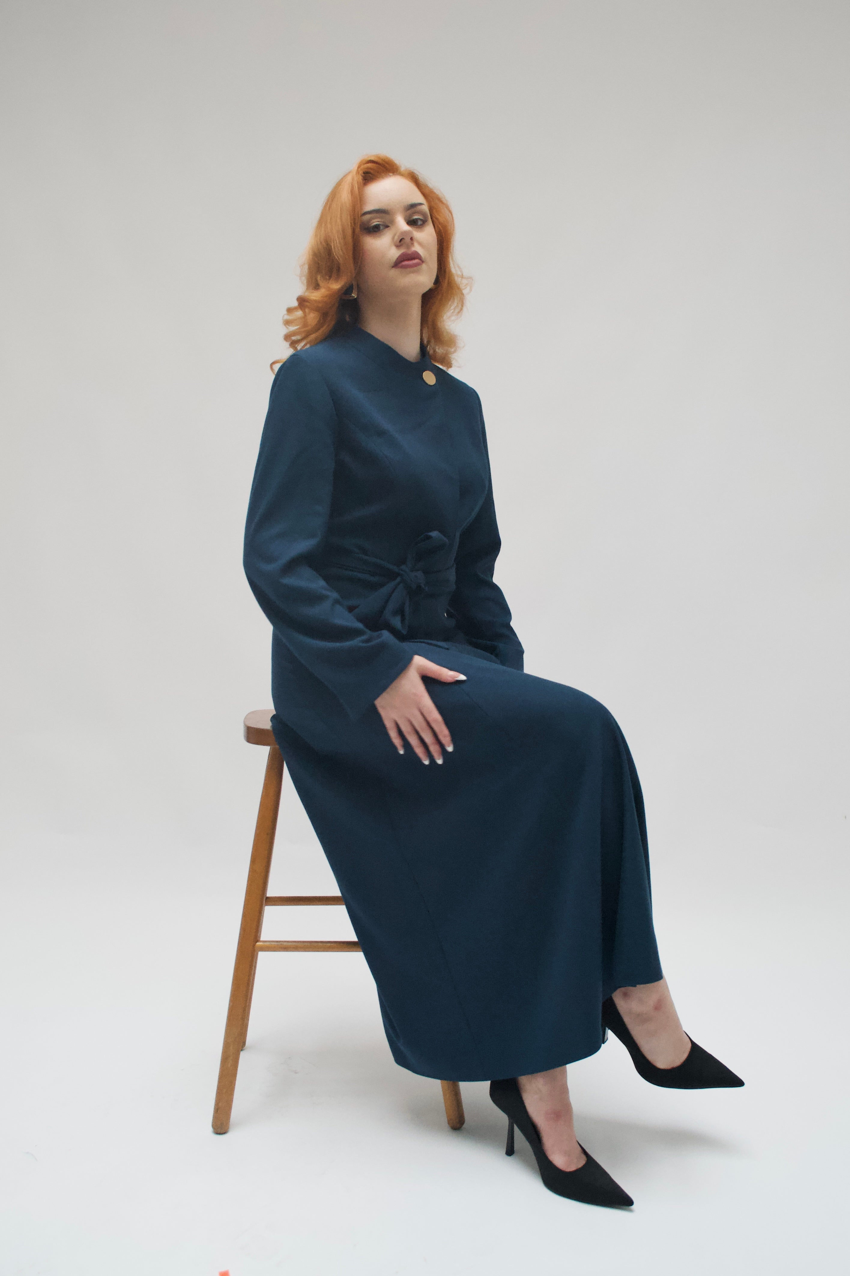 Wool Blend Navy Grace Dress