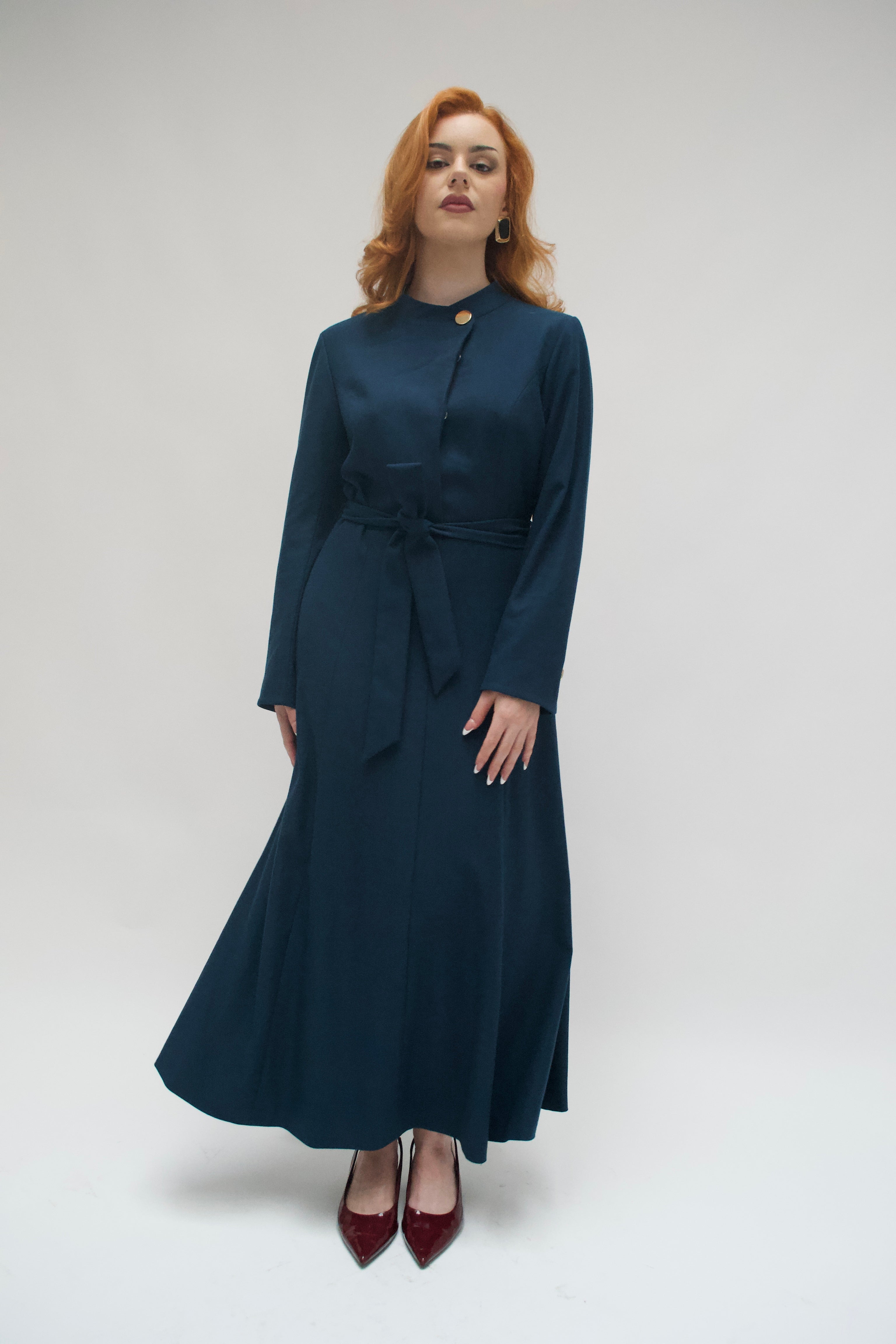 Wool Blend Navy Grace Dress